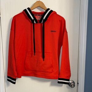 DKNY Orange Hoodie with Black and White Accents